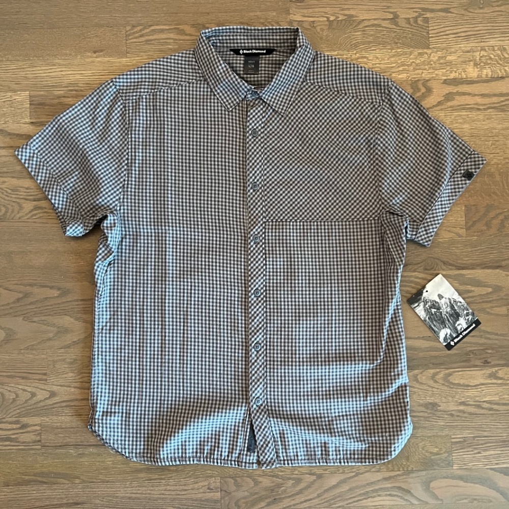 Black Diamond Mens Checker Spotter Short Sleeve Shirt Size L